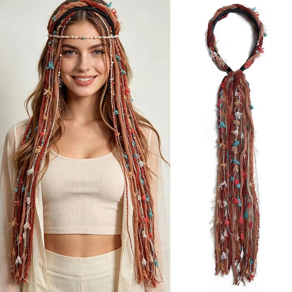 Elegante Kopfbedeckung Vintage Haarreif mit Anhänger Boho farbiges Seil Stirnband Tägliches Tragen