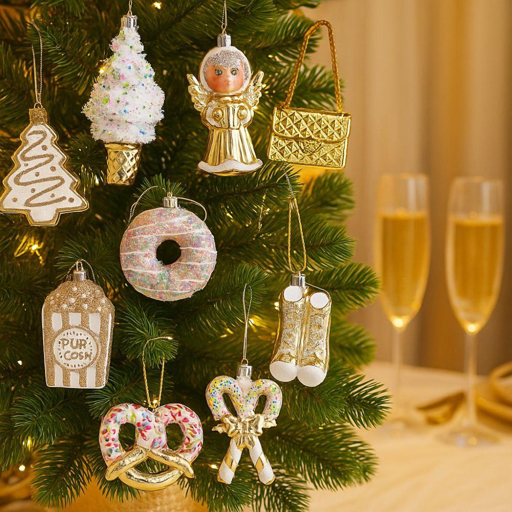 Shiny Gold Santa Claus Hanging Ornaments Snowman Merry Christmas Decor Xmas Tree Pendant Kid Gift