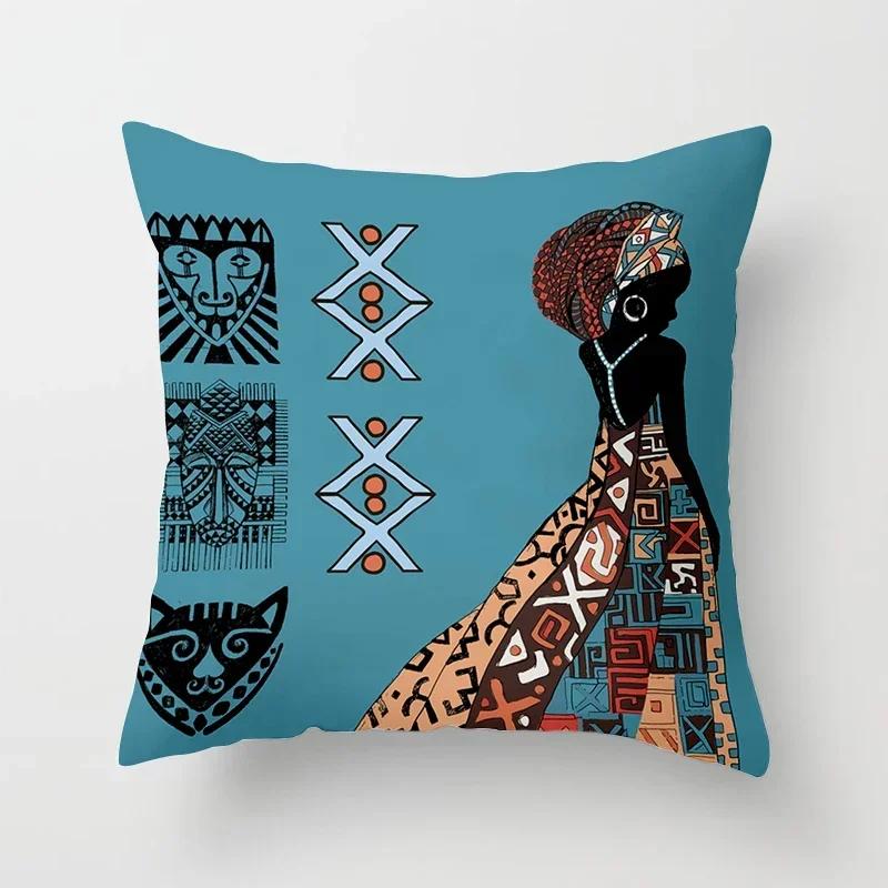 40/45/50/60cm Africa Life Collection Afrikanische Frau Kissenbezug Sofa Auto Dekorative Kissenhülle für Heimdekor Kissenbezug