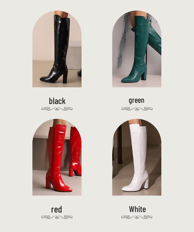 2025 Winter High Leg Knight Boots, Size 34-48, Chunky Heel, Women's Fashion Footwear.