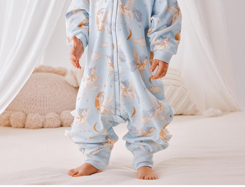 Baby A-Class Split-Leg Sleeping Bag - Spring/Autumn Cotton Jumpsuit Pajamas, Anti-Kick Design, Four Seasons Style
