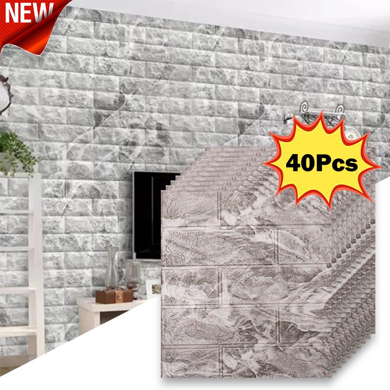 40 Pieces of Imitation Brick Wallpaper 38.5X35cm Self-adhesive Waterproof and Moisture-proof Living Room Bedroom Wall Decoration