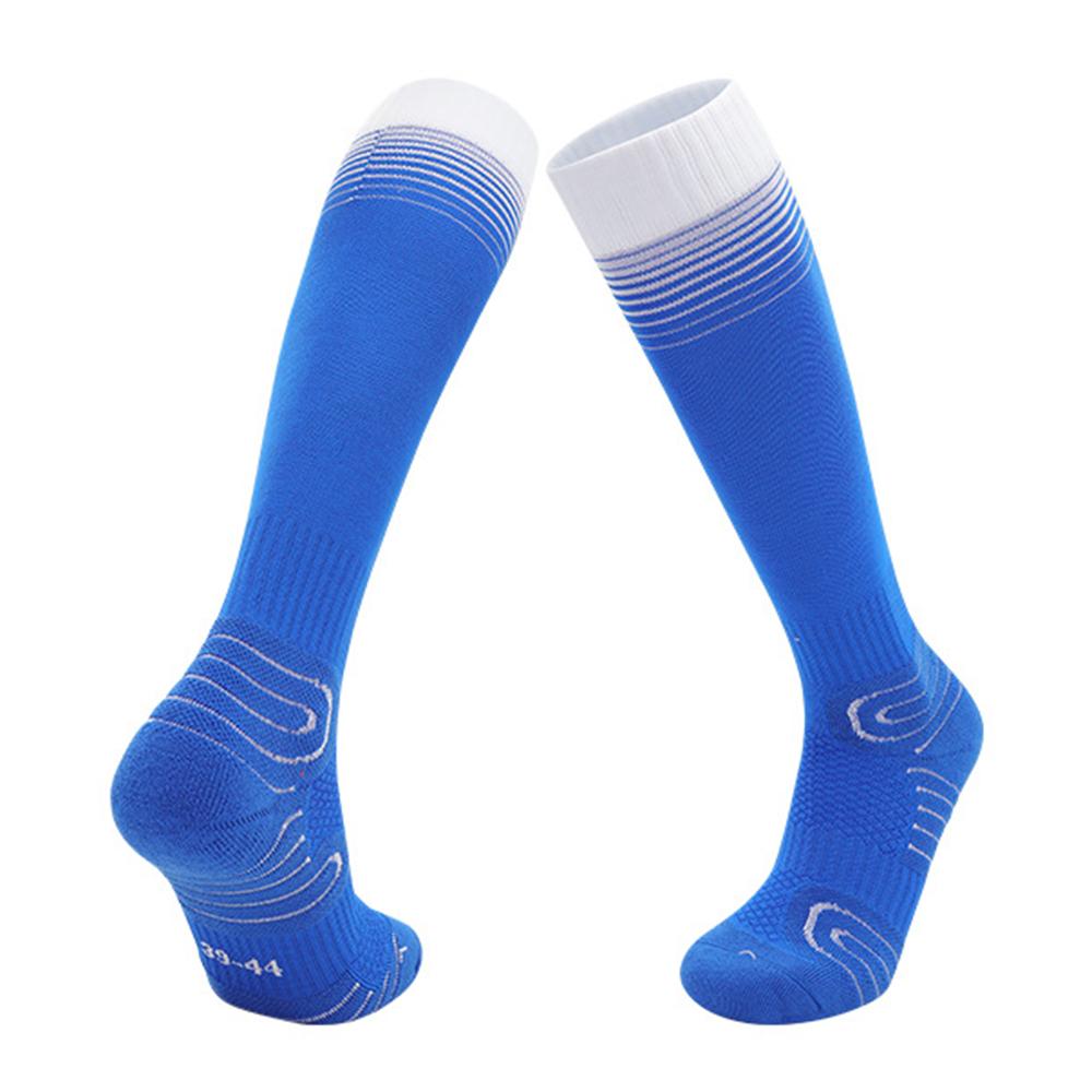 

PORFIN 1 Pair M Size 34 - 38 Professional Football Socks Breathable High Tube Thickened Training Socks Blue White
