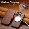 PU Leather Wireless Charging Card Holder Stand Wallet Magnetic Flip Cover Phone Case For iPhone 16 Pro Max 15 Plus 14 13