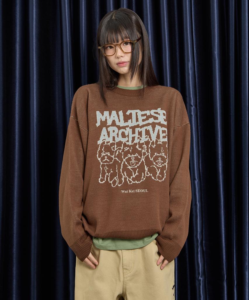 WAIKEI Maltese Archive Line Graphic Knit Ver.2 Brown