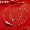 925 Sterling Silver Exquisite Transfer Bead Snake Bone Necklace - Banquet Gift Jewelry
