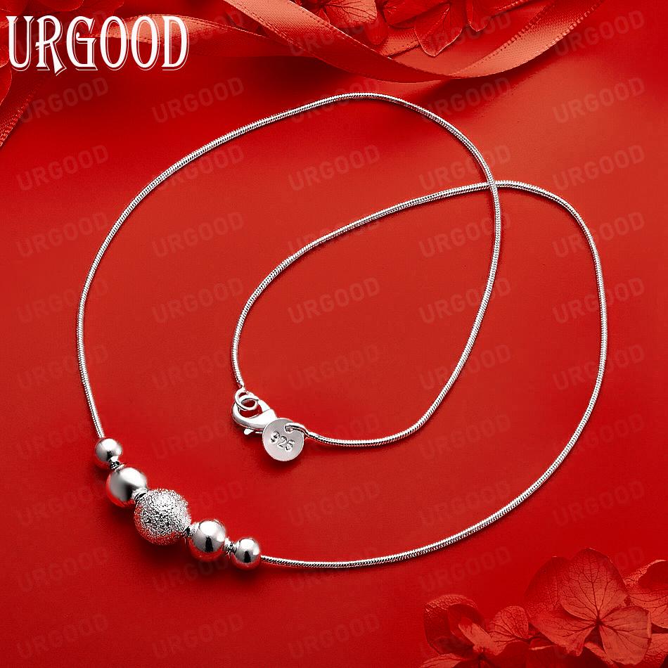 925 Sterling Silver Exquisite Transfer Bead Snake Bone Necklace - Banquet Gift Jewelry