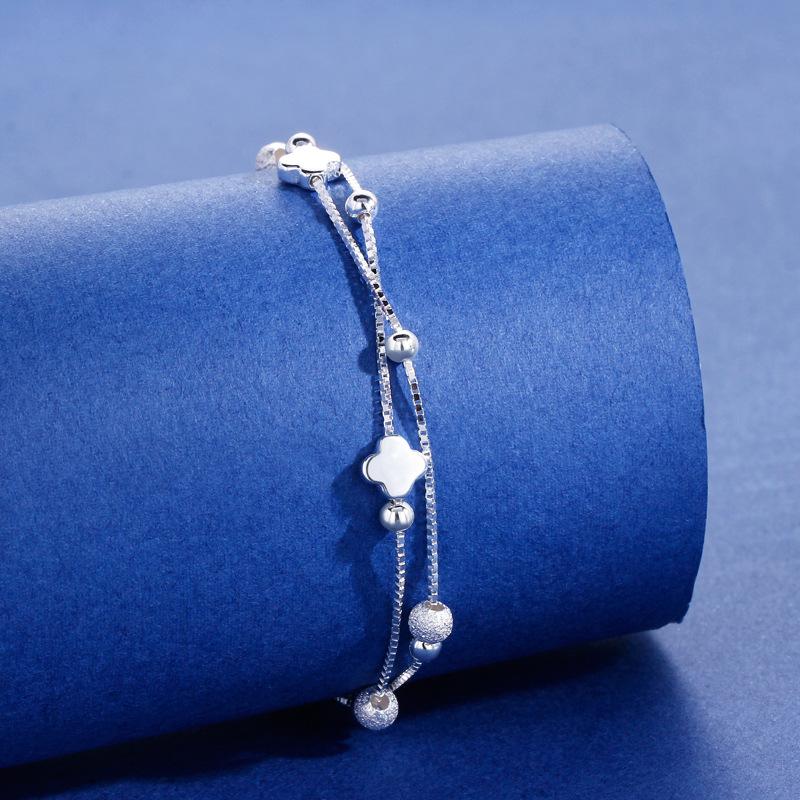 Four-leaf Clover Double-layer Bracelet Women's Fashion Simple Personality Versatile High-end Design Hand Jewelry