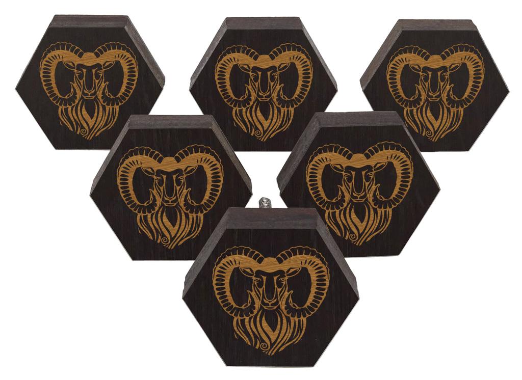 IBA Indianbeautifulart Brown Engraved Knobs Furniture Knobs Cabinet Drawer Pull Pack