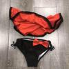 Girl's Ruffled Children's Swimsuit Slant Shoulder Candy Color Bow Cute Split Swimsuit