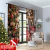 2pcs 2D flat printing Merry Christmas Scene Curtains Merry Christmas Scene Polyester Fabric Without Electricity Festive Holiday