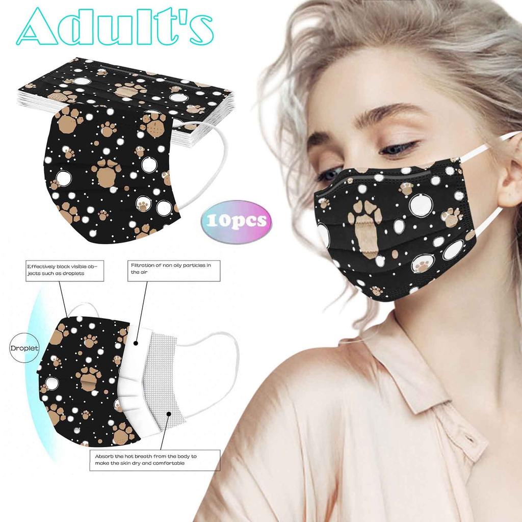 Adult  Women Man  Disposable Face Mask Industrial 3Ply Ear Loop 10PC Mask