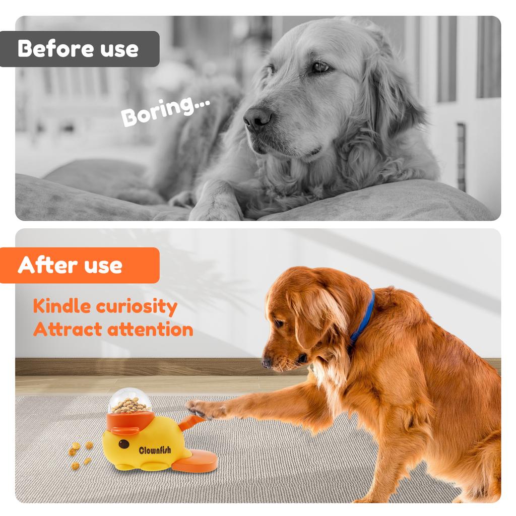 Dog Interactive Slow Feeder Whale/Clownfish Shape Dog Feeder Toy Pet Food Toy with 3 Food Outlet Cover for Medium and Large Pet