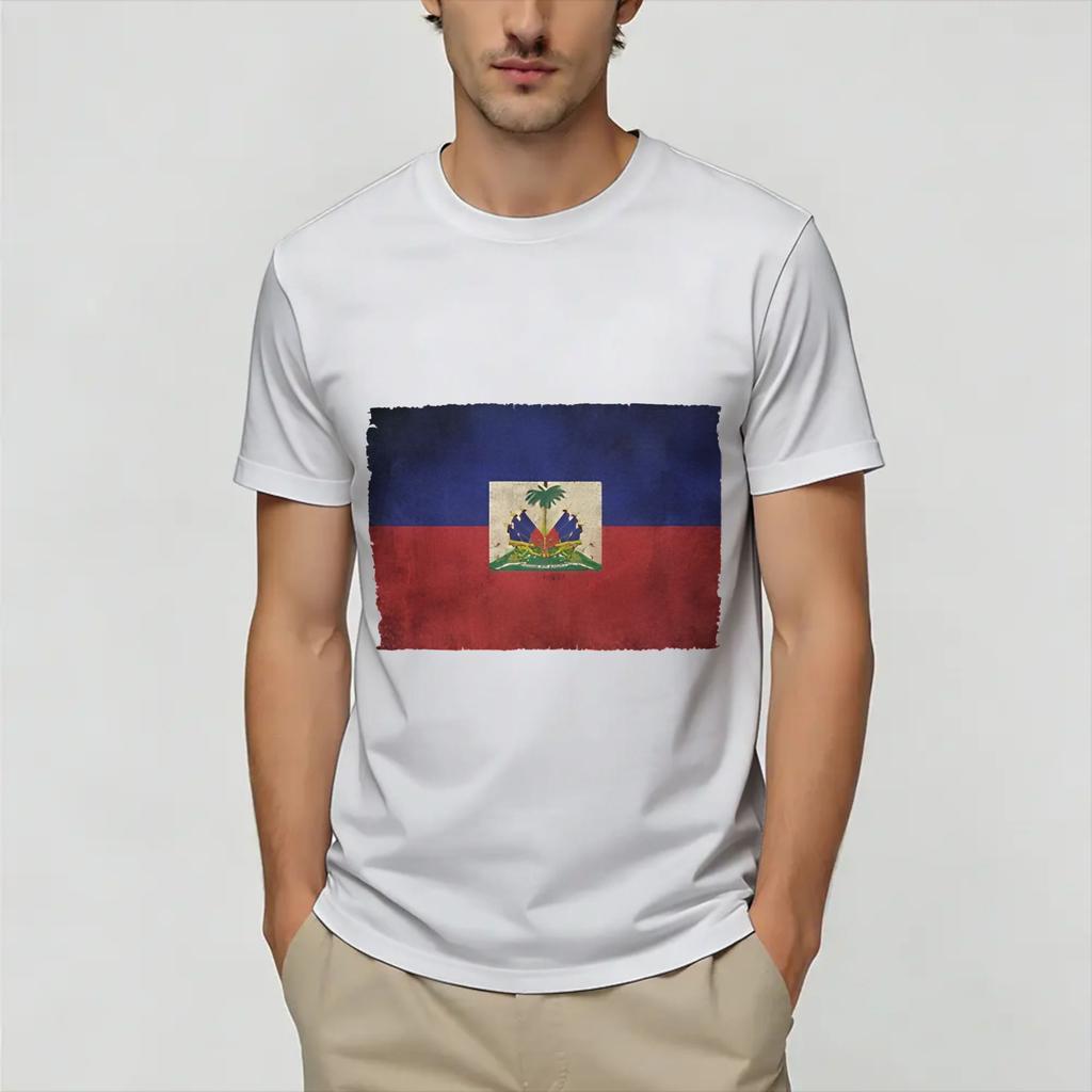 Streetwear TShirt Summer Haitian flag Fashion T Shirts Cotton Tshirt for Unisex Y2K Classic Print Short Sleeve Clothing