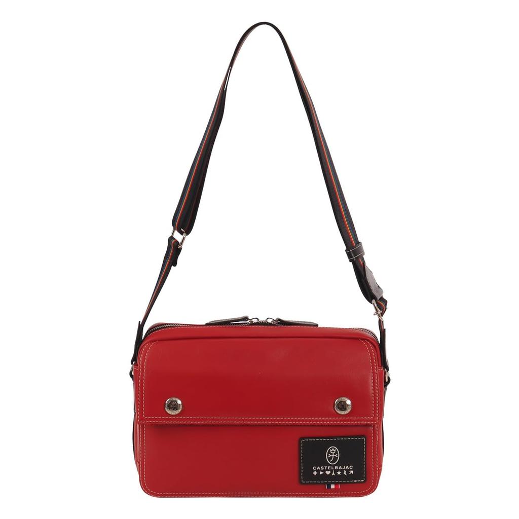 CASTELBAJAC Casual Shoulder Horizontal Perfect for Size Made of Genuine Cowhide Size Red Men's Bag, Style, Travel, 051122, Leather, 14,