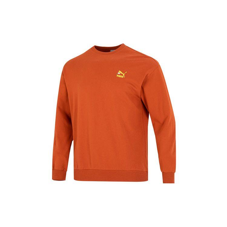 Puma Minimalist Letter Logo Print Sport Casual Pullover Sweatshirt Men Tops Orange 538780-64