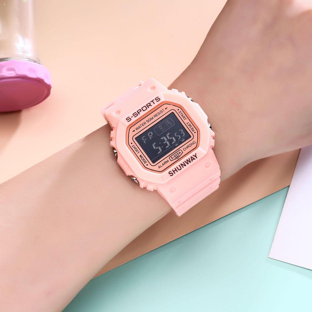 Korean Style Square Sports Watch for Students - Jelly Color, 50M Waterproof, Fashionable Design