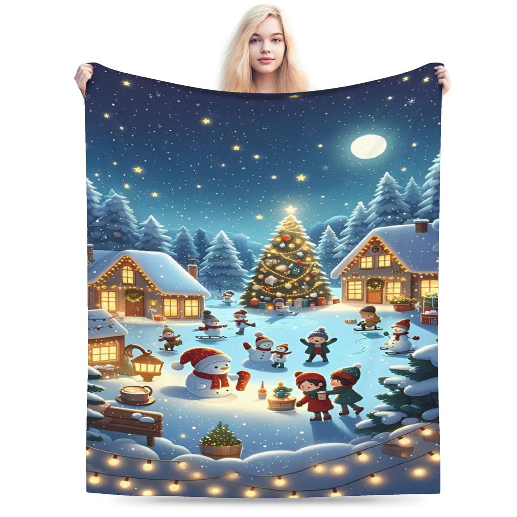 Christmas Eve Blanket Travel Flannel Throw Blanket For Couch Chair Warm Soft Custom Quality Bedspread Gift Idea