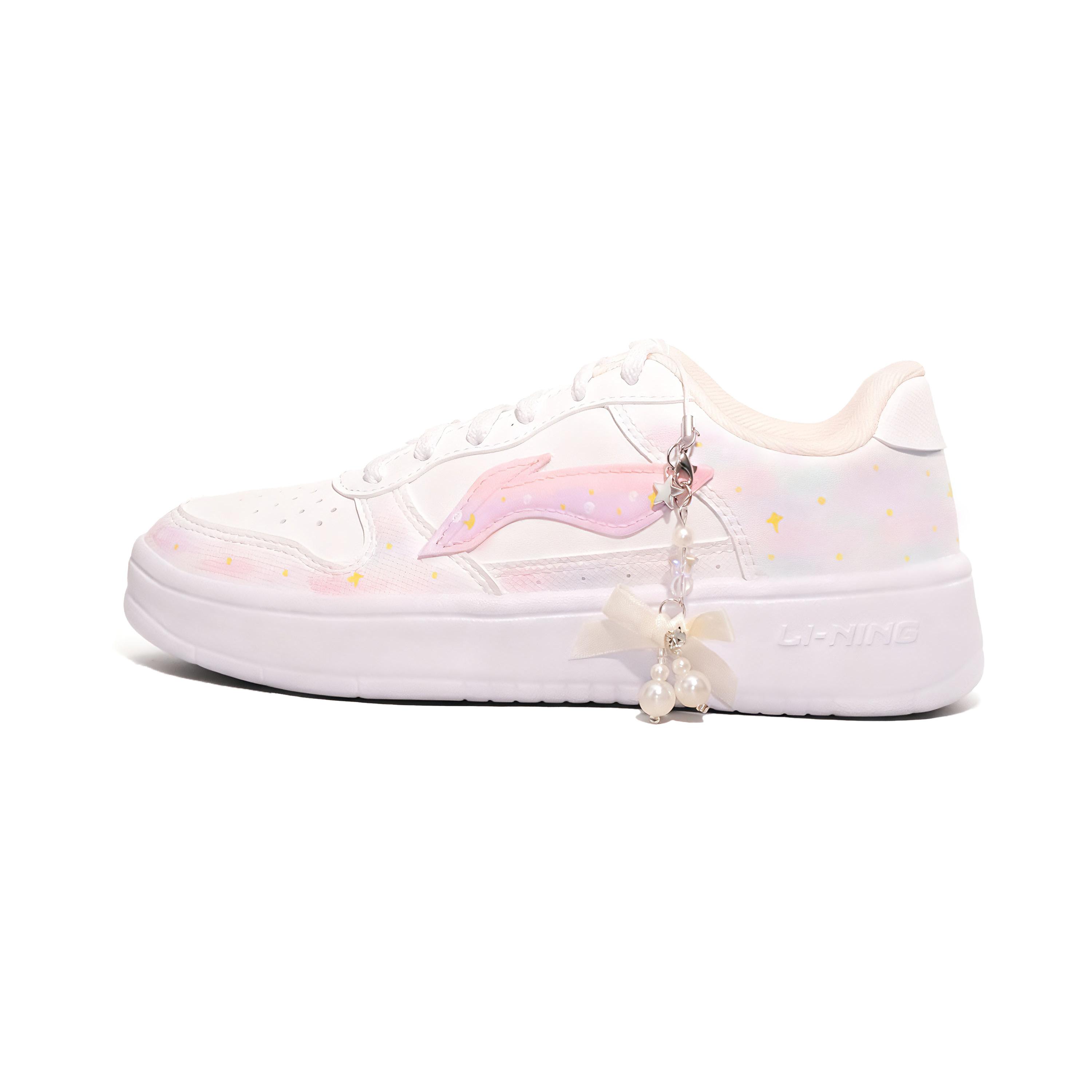 

Li Ning Floating Boat Synthetic Leather Wear resistant And Lightweight Low top Skateboard Shoes Women s White Pink AGCS420-6(Team1114-) 35.5