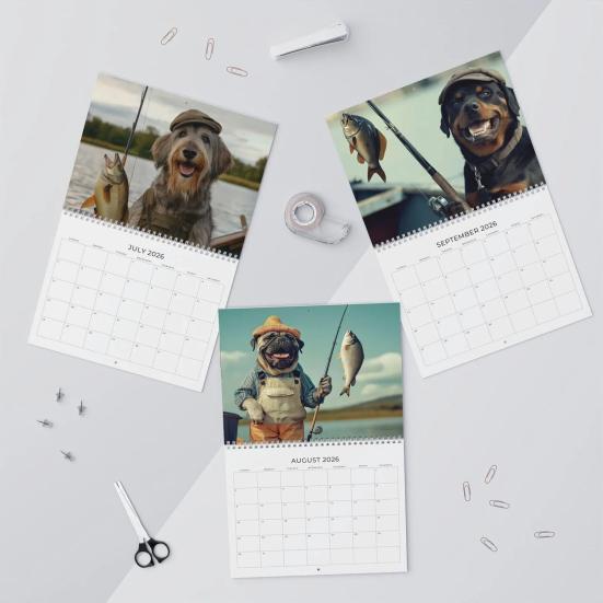 Dog Gone Fishing Calendar 2026 Coil Binding Smooth Page Turn Desk