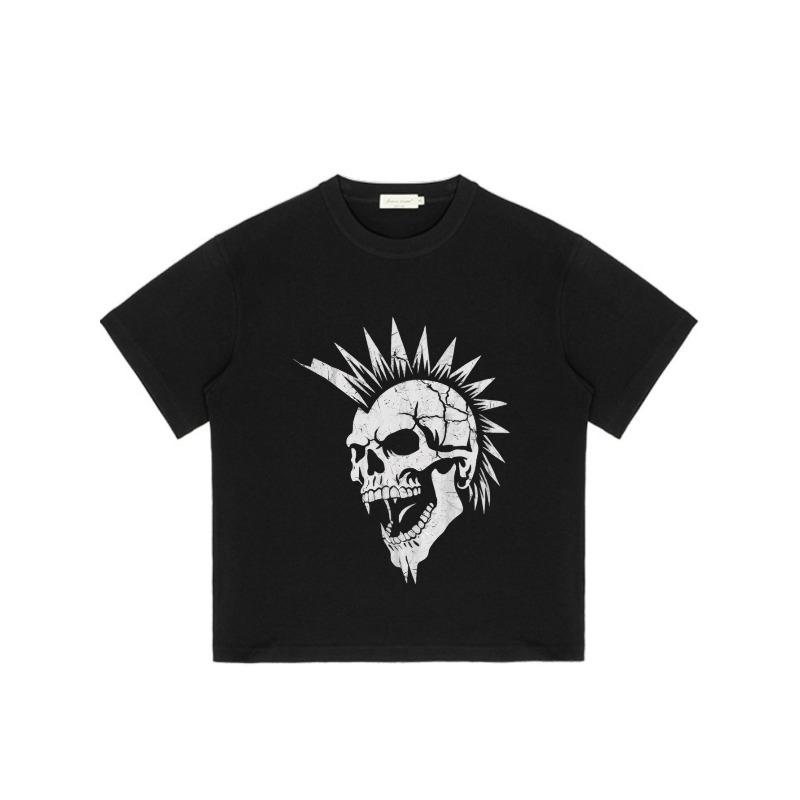 

Black Oversized T Shirt Skull Punk Mohawk Print Casual Streetwear Top for Men and Women XXXXL чорний