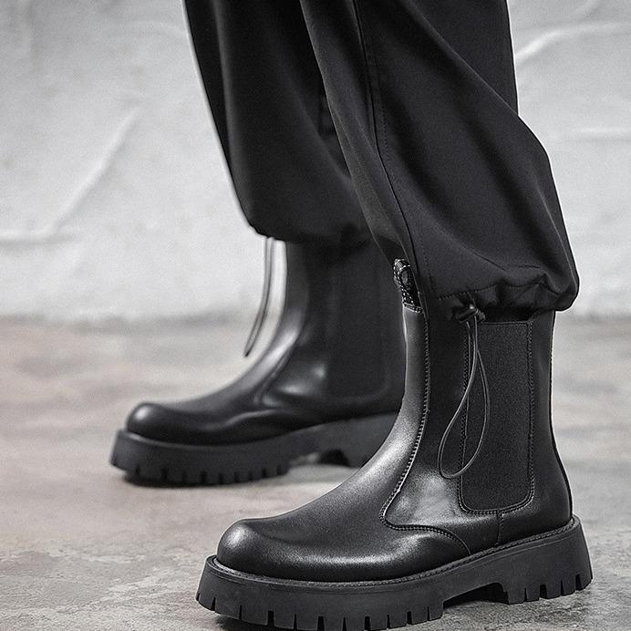 Autumn and Winter New Products Are Super Cool, Black Medium Tube Martin Boots, Thick-soled Heightening Overalls, Boots Versatile Men's Shoes, Men's