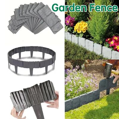 Garden Edging Border Stone Effect Garden Fence Lawn Edging for Landscape Yard Plant Flower Bed Border Plastic Edging Fencing