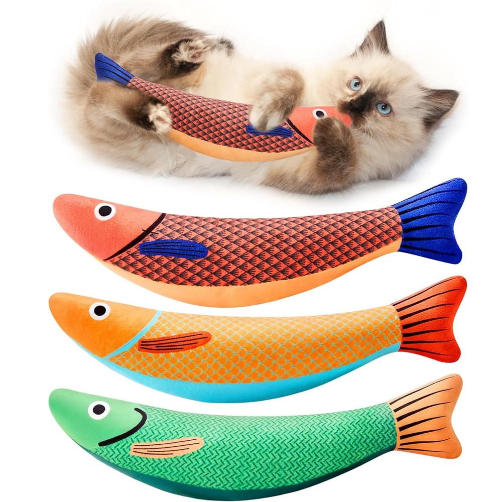 3 Creative Cat Toys, Fish-Shaped Design, Chew-Resistant, Catnip, Pet Chewing Toys, Pet Interactive Supplies, Small Cat Gifts