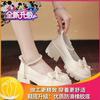 Fashion Pearl Bow Chunky Heel Shoes - Comfort Soft Material Fashionable Women’s Pumps, Ideal for Daily Casual/Party Wear