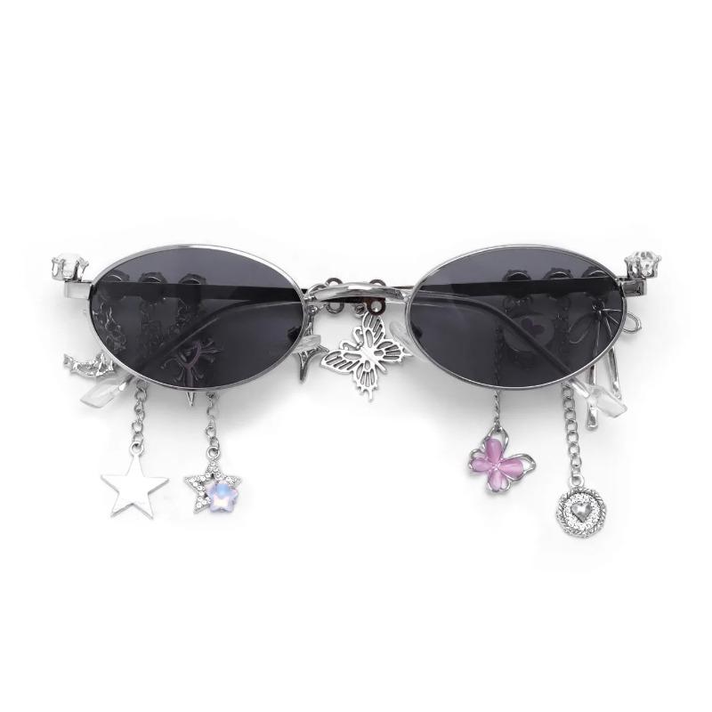 Latest Sweet Cool Star Diamond Small Frame Elliptical Eyeglasses Japanese Y2k Spicy Girl Style Anti Blue Ray Eyeglasses