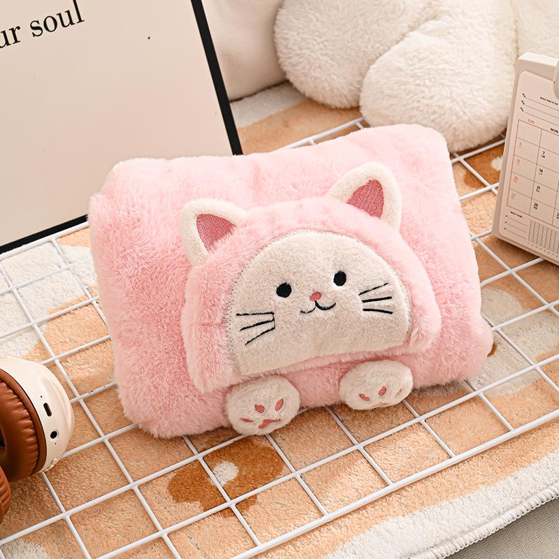 Cartoon Rechargeable Explosion-Proof Hot Water Bottle - Detachable Hand Warmer for Girls, Bed, and Abdomen.