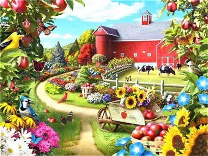 Seturi de pictură cu diamante, peisaj, strasuri, broderie cu diamante 5D, cu punct de cruce, mozaic, artizanat cu punct de cruce