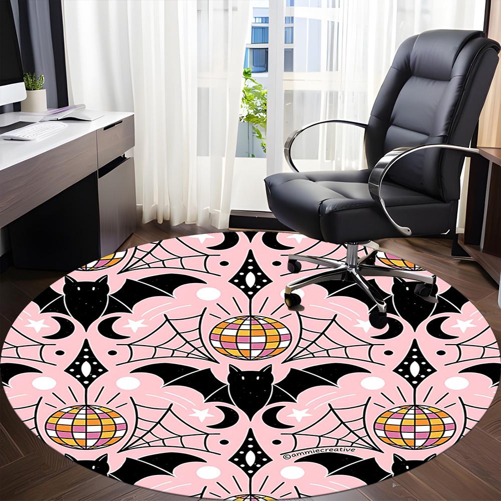 1pc Bat PrintChair Carpet for Office, Indoor Non-Slip Washable Polyester Fiber Carpet, Mat For Office, Machine Washable