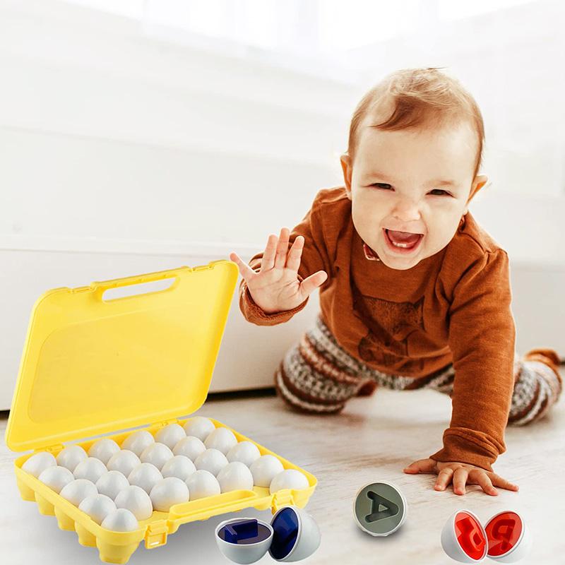 Uova abbinate Giocattolo di Pasqua Montessori Colori Forme Riconoscimento Bambini Educativi Colore Ordinamento Giocattolo per i più piccoli STEM Egg Toys Regalo