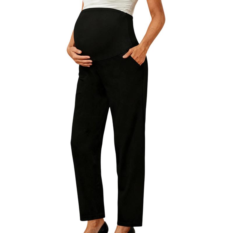 

High Waist Black Maternity Support Pants - Casual, Elastic, Loose-Fit, Versatile, Straight Leg XL, 325g чорний