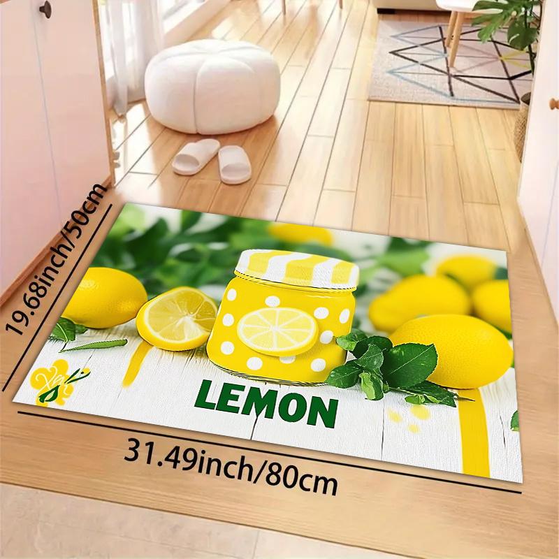 1 Stück Fruchtgetränk Muster Fußmatte Modern Küche Polyester Teppich Rutschfest Bunt Innen Teppich, Für Zuhause Badezimmer Schlafzimmer Wohnzimmer Dekor