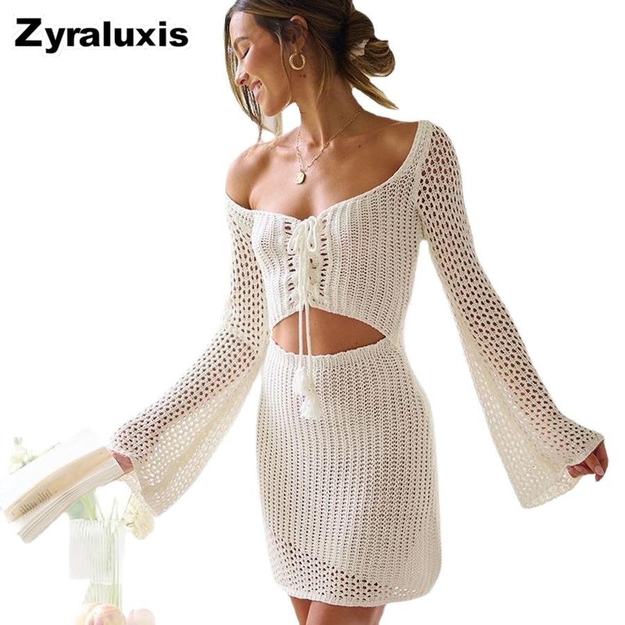 New Summer Beach Knit Hollow Biquini Vacation Beach Cover-up Women's Dress