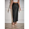 Waist Tie High Satin Drawstring Solid Color Halter Skirt