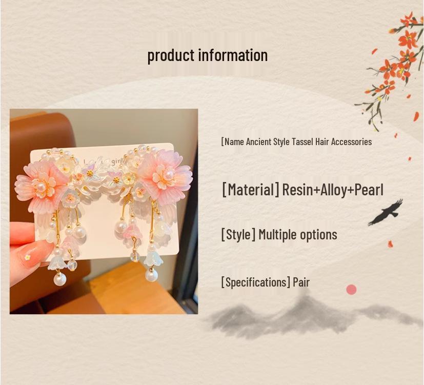 Kids' Classic Hanfu Hair Clip: Fairy Bow Tassel Hairpin for Girls