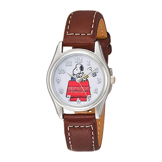 [ПСЕВДОНИМ] Часы Snoopy Аналоговые Водонепроницаемые Кожаный Ремешок WW18096SN Женские Коричневые [Параллельный Импорт]