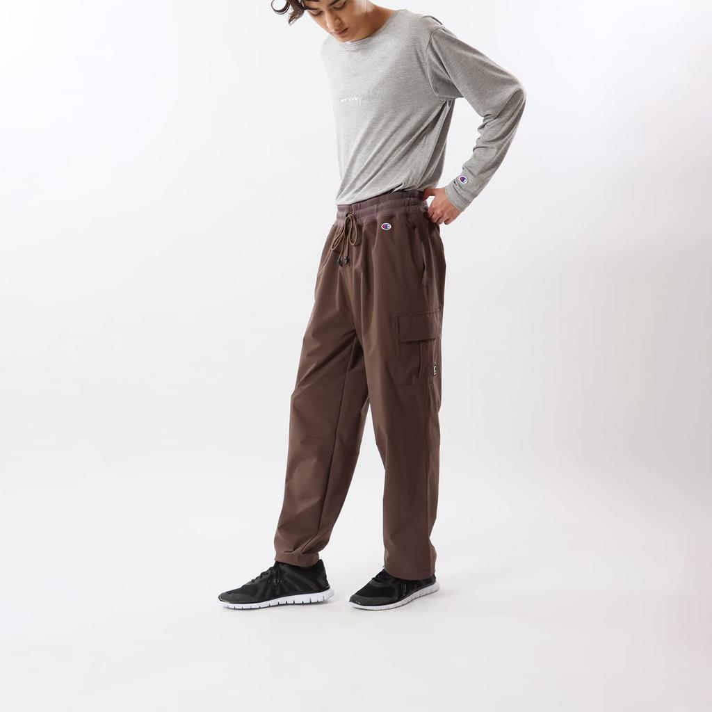 Champion Stretch Logo Long Size Men's Water-Repellent One-Point Pants, Brown, XL, C3-YSD03