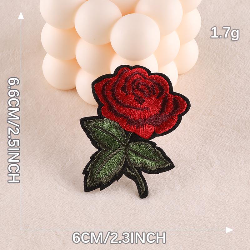 Rose Flower Embroidery Cloth Patch - European & American Style DIY Sticker for Shoes, Hats, Clothing Accessories