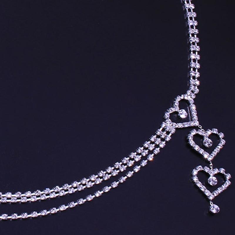 Multi Layer Waist Chain Alloy Shinning Body Chains with Dangle Heart Body Jewelry Accessories for Women and Girls