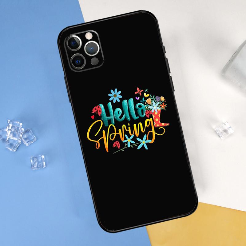 Hello Spring Flowers Phone Case For iPhone 16 Pro Max 16e 12 13 Mini 11 14 15 Pro Max XR 15 16 Plus Cover Shell