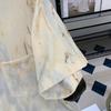 Ink Tie-Dye Cardigan Short Sleeve Shirt for Men, Thin Summer Ice Silk Quick-Dry Half Sleeve Turn-Down Collar Shirt Jacket