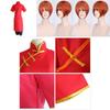 Exquisites rotes Gintama Kagura Cosplay Kostüm Uniform Kleid und Hosen Set für Anime-Fans