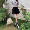 Women's High-Waisted Black & White Puffball Pleated Summer Shorts