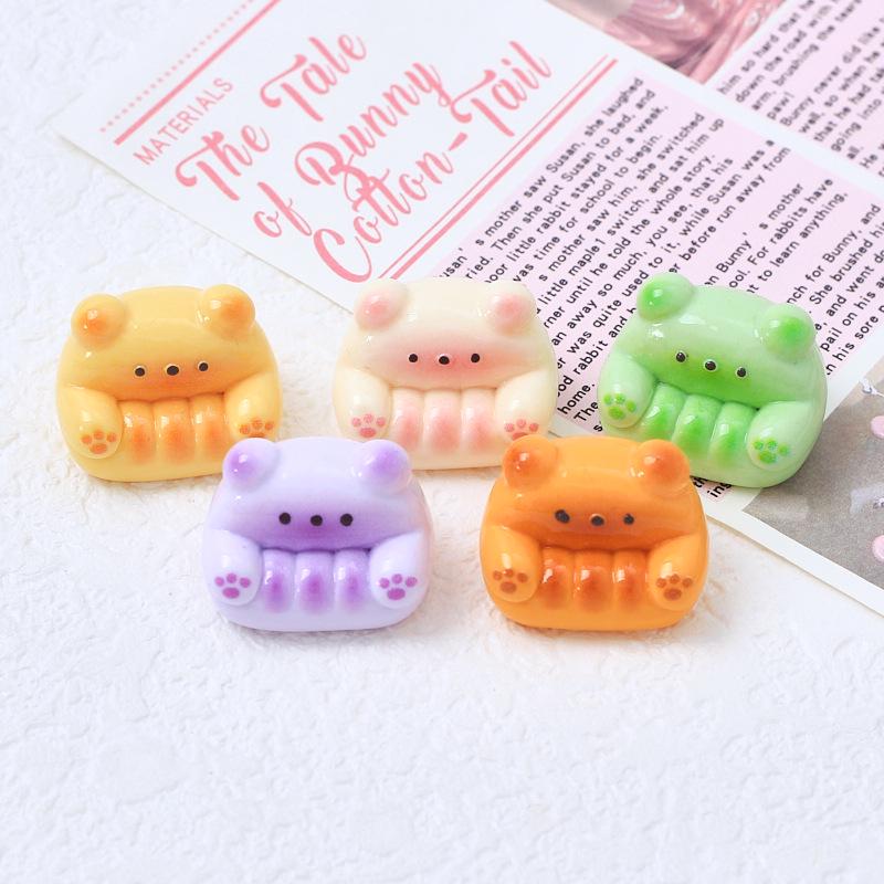 3D Bear Sofa Cartoon Shoe Charms, Cream Glue, Resin DIY Jewelry Accessories