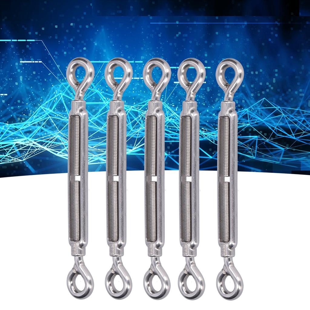 5Pcs Turnbuckle Eye and Eye Wire Rope Tension 304 Stainless Steel Shade Sail HardwareM6
