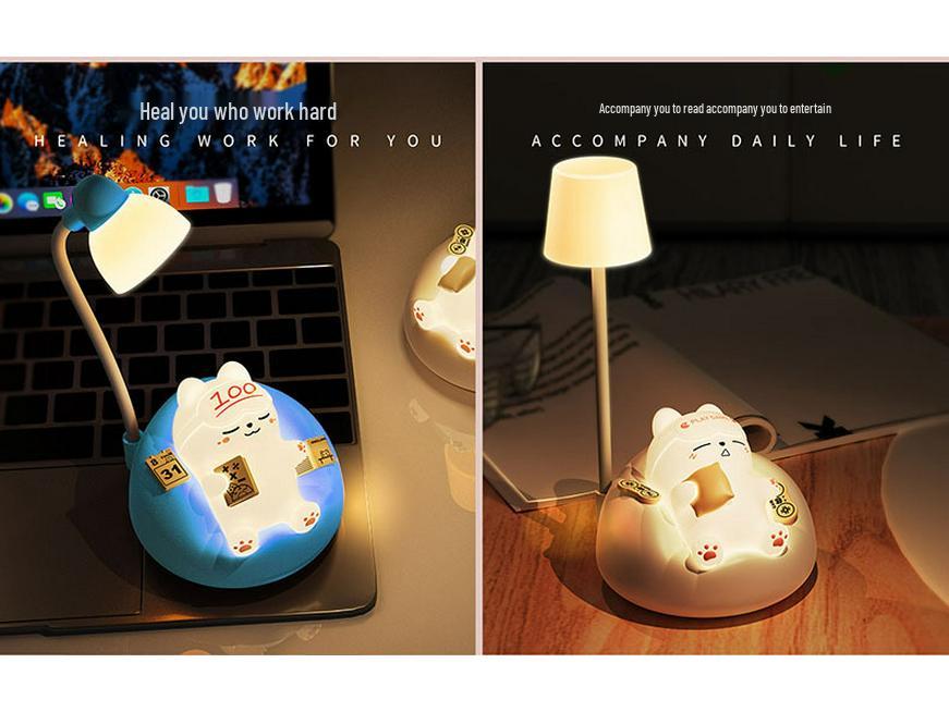 Cuddly Cat Night Light: USB Rechargeable Bedside Companion for Kids with Gentle Tap Activation and Soothing Glow for Nighttime Comfort.